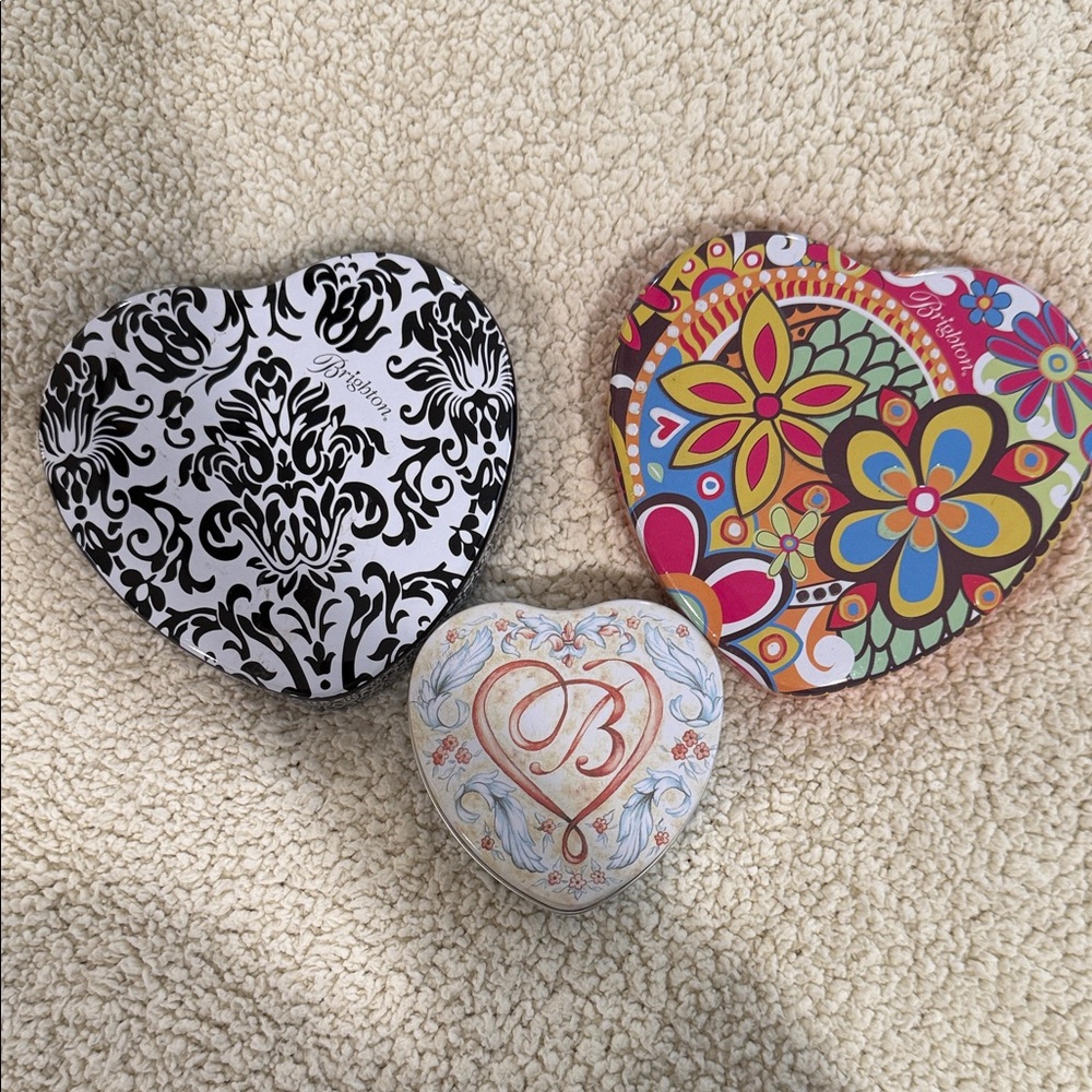 Brighton Heart Tins with Black, Multicolor, and White Designs